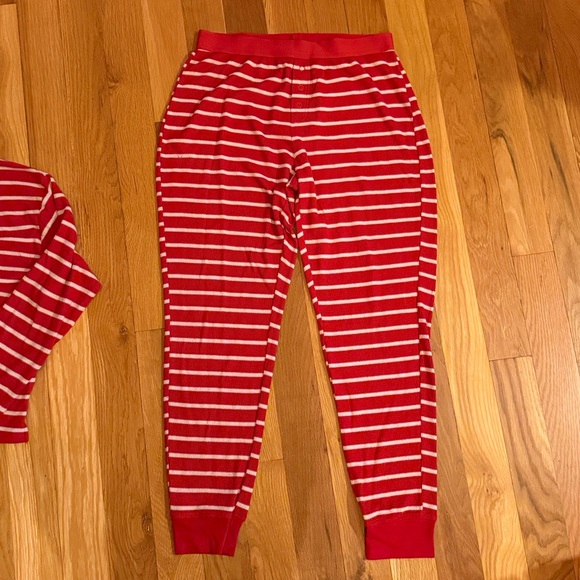Pajamas Valentine’s Day red white thermal striped target long underwear M L 8 10 - Picture 8 of 10
